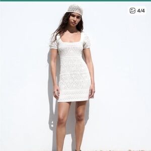 Zara White Crochet Mini Dress